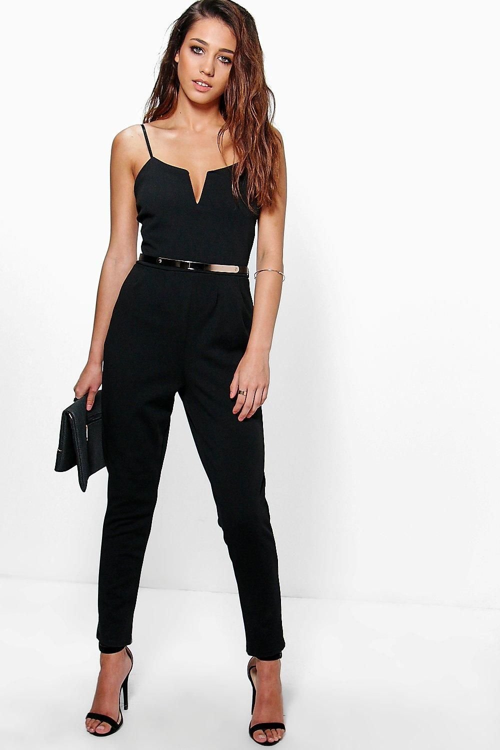 Boohoo комбинезон чёрный короткий