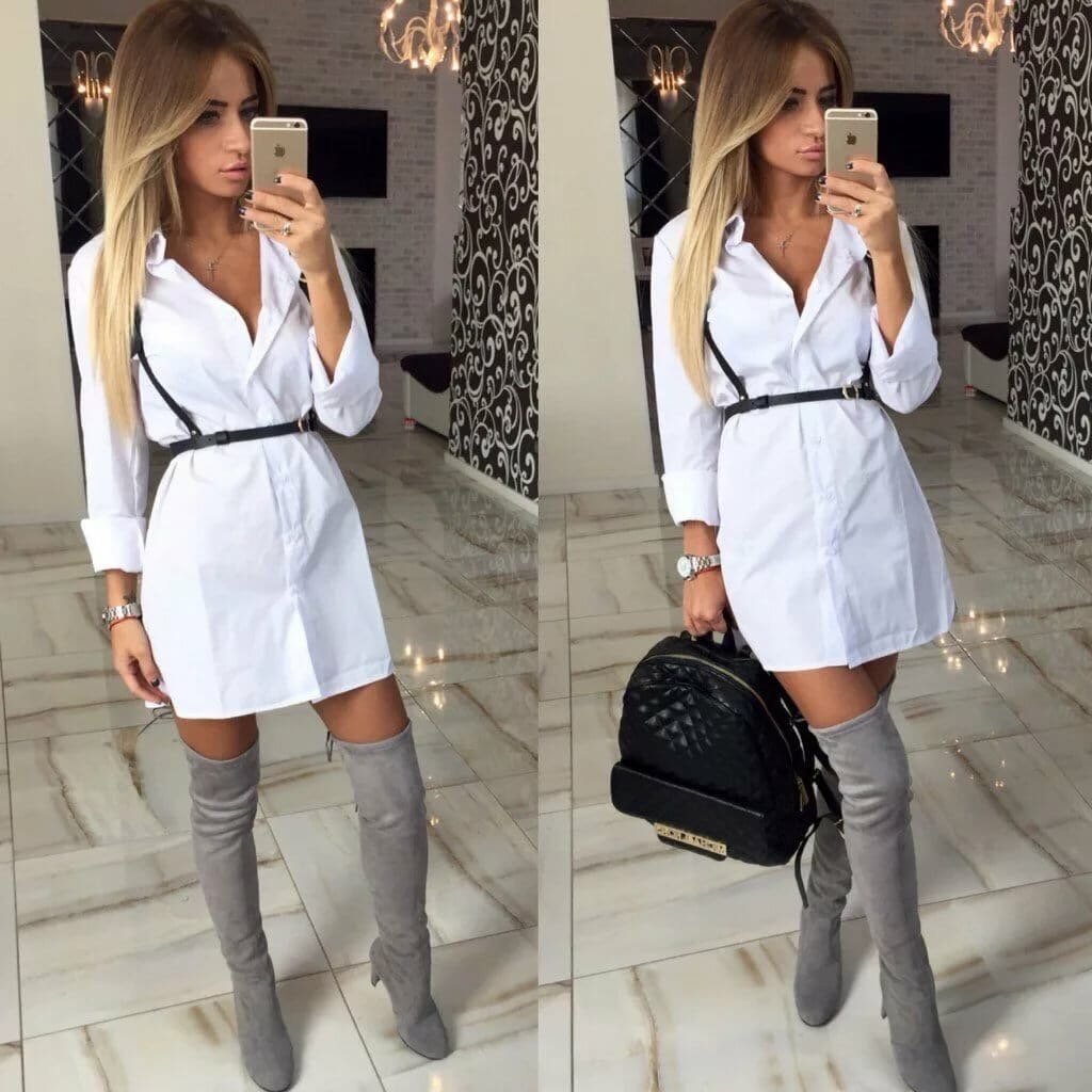 Стильные образы с белой рубашкой женские
