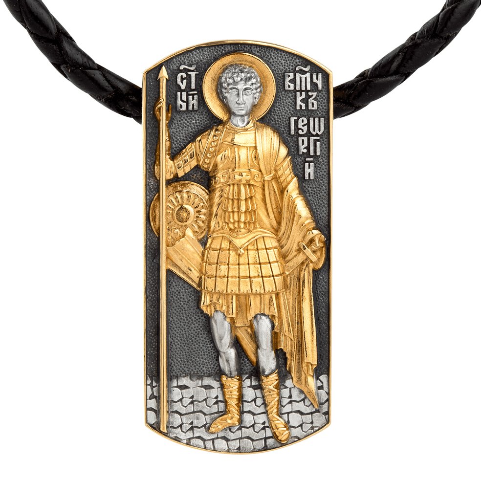 Нательная икона Георгий Победоносец золото