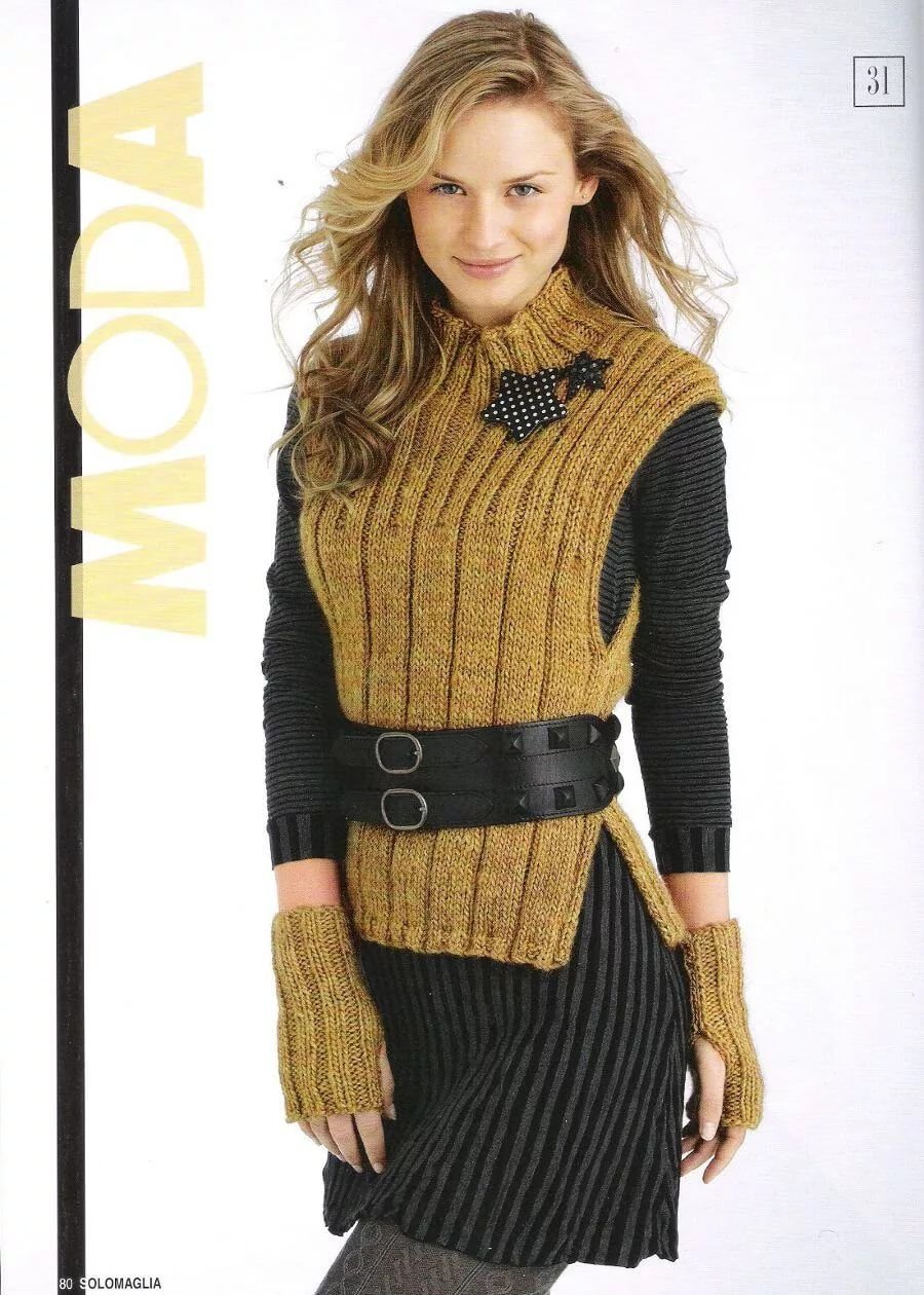 Стильные вязаные жилеты для женщин