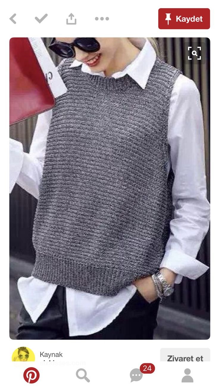 Рубашка с вязаной жилеткой