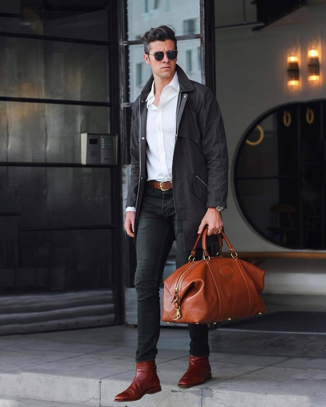 Луки с бежевыми брюками мужские