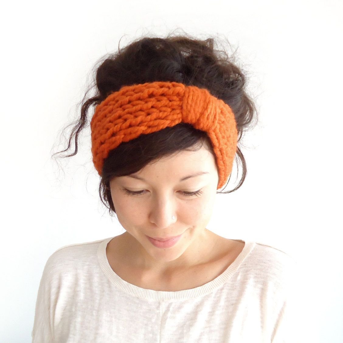 Модная повязка на голову спицами