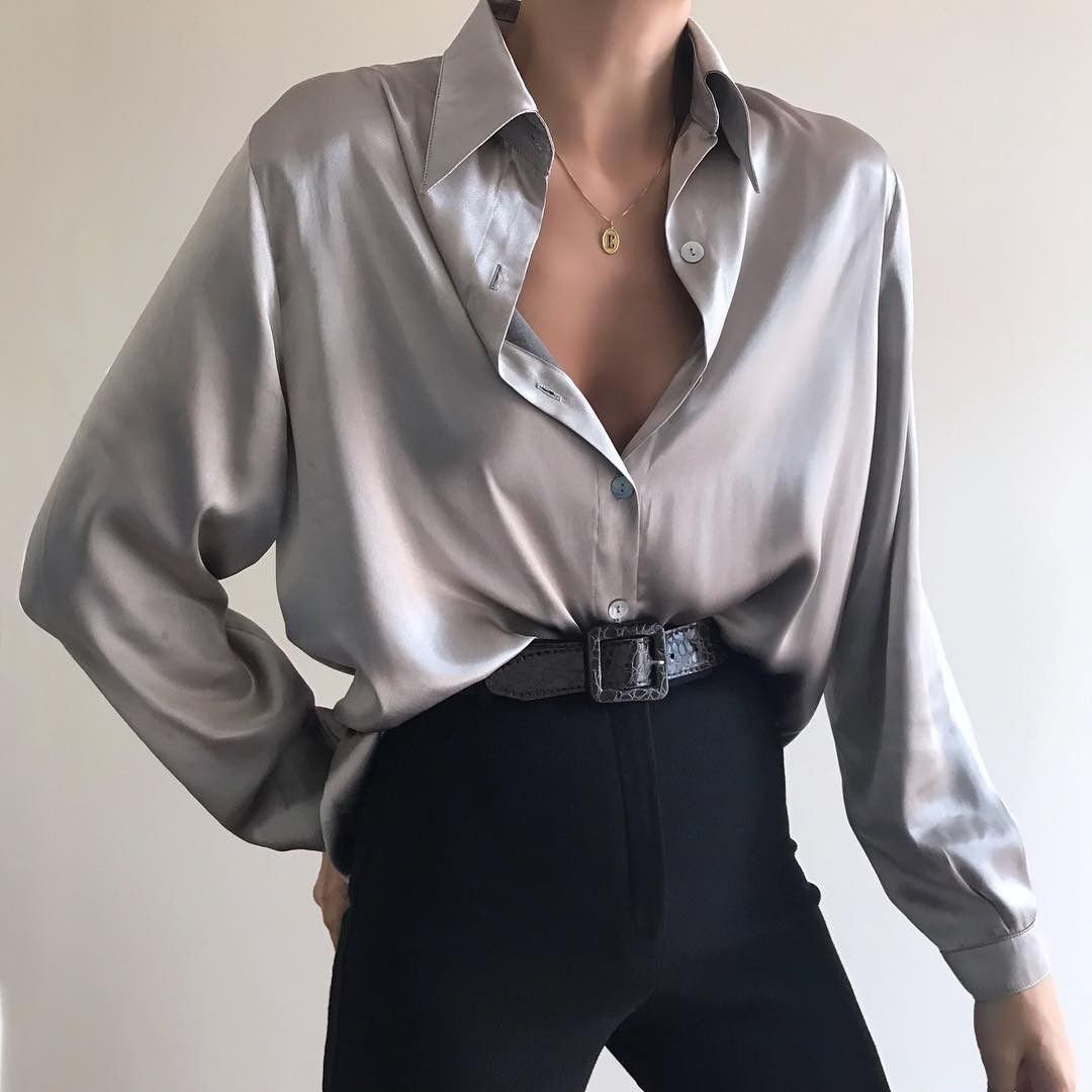 Образ с атласной рубашкой