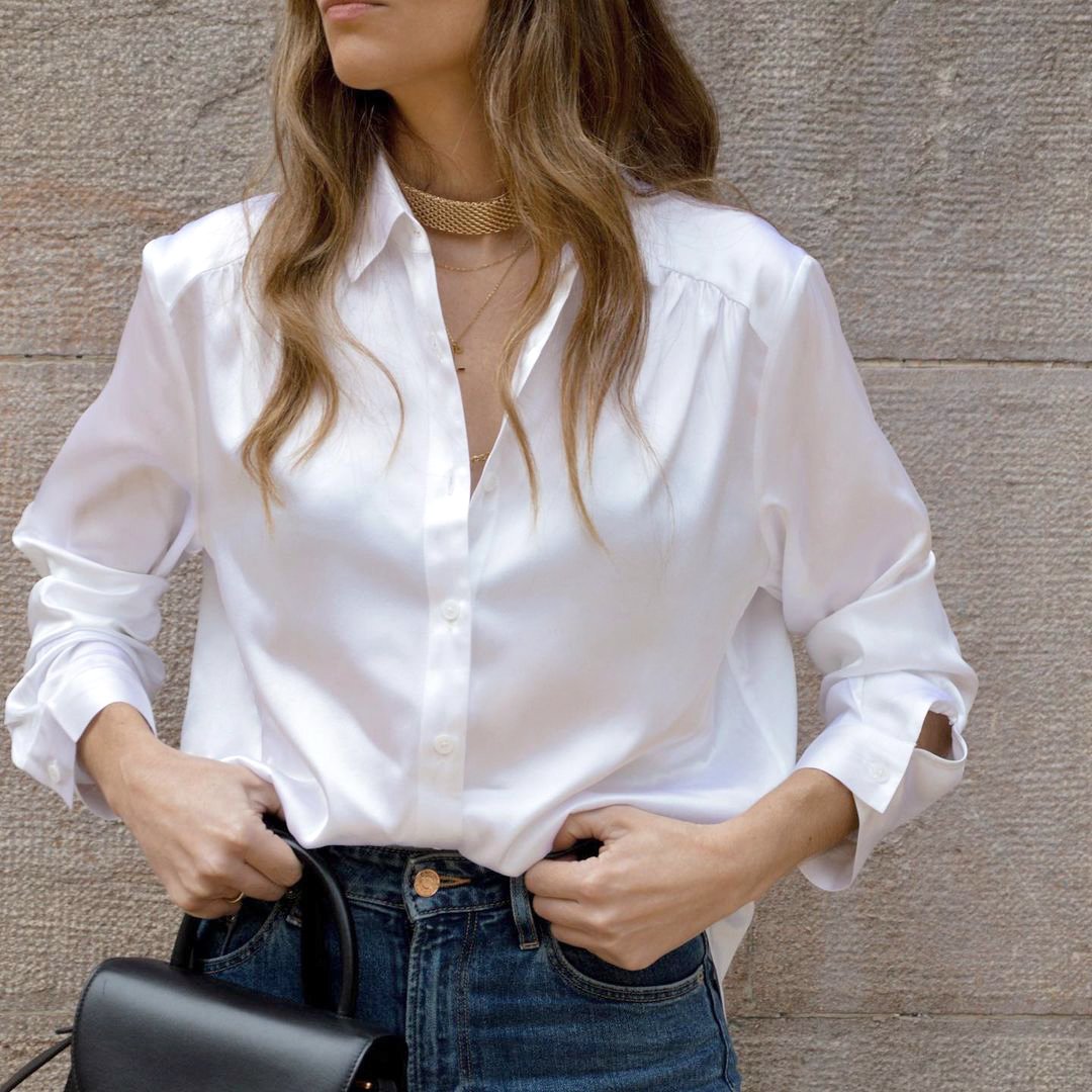 Синяя рубашка женская