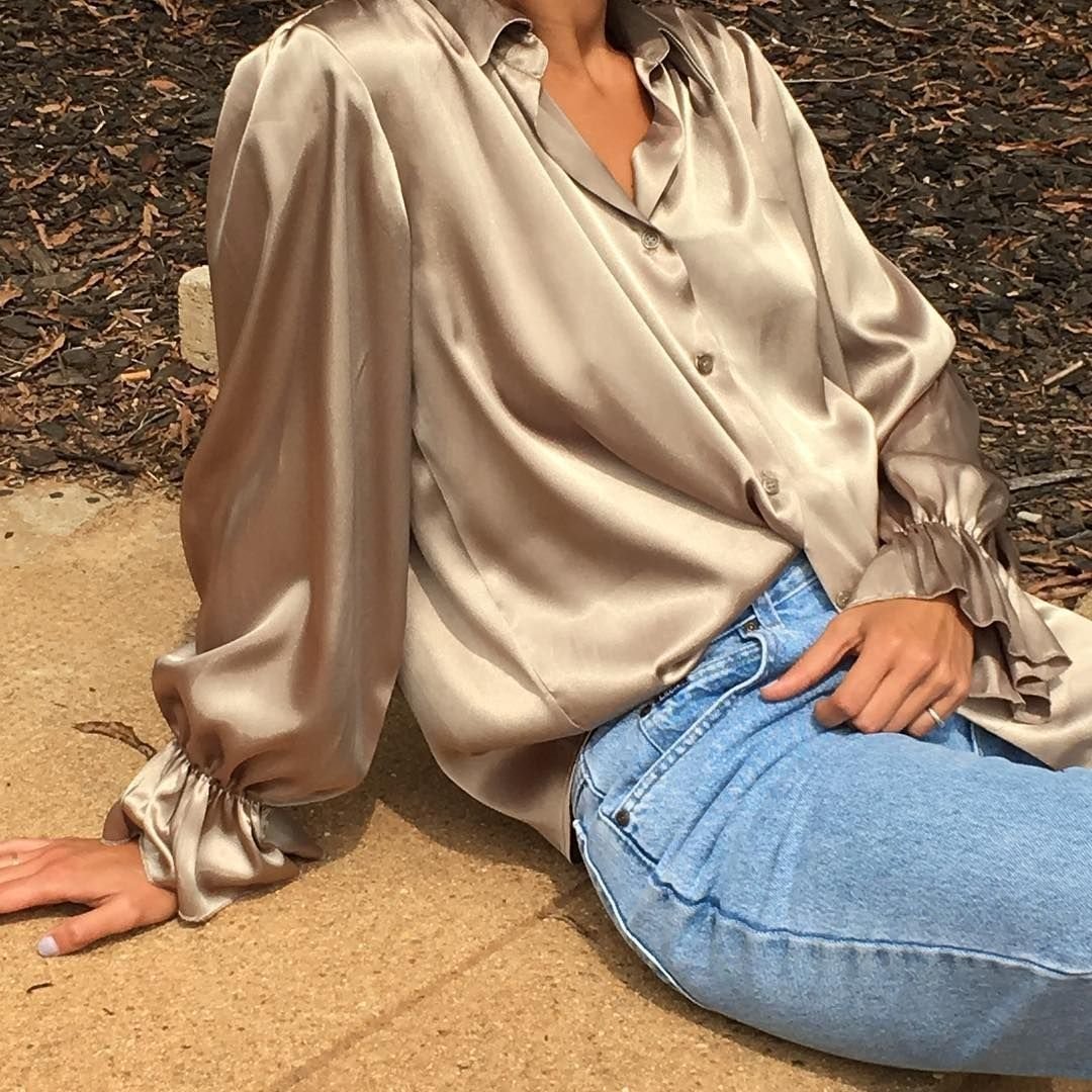 Образ с атласной рубашкой