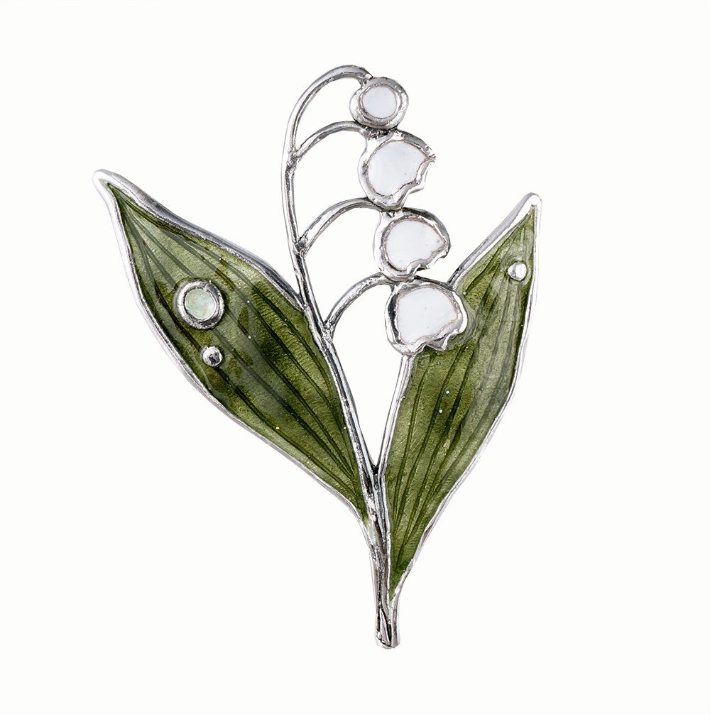 Брошь Ландыш серебро эмаль