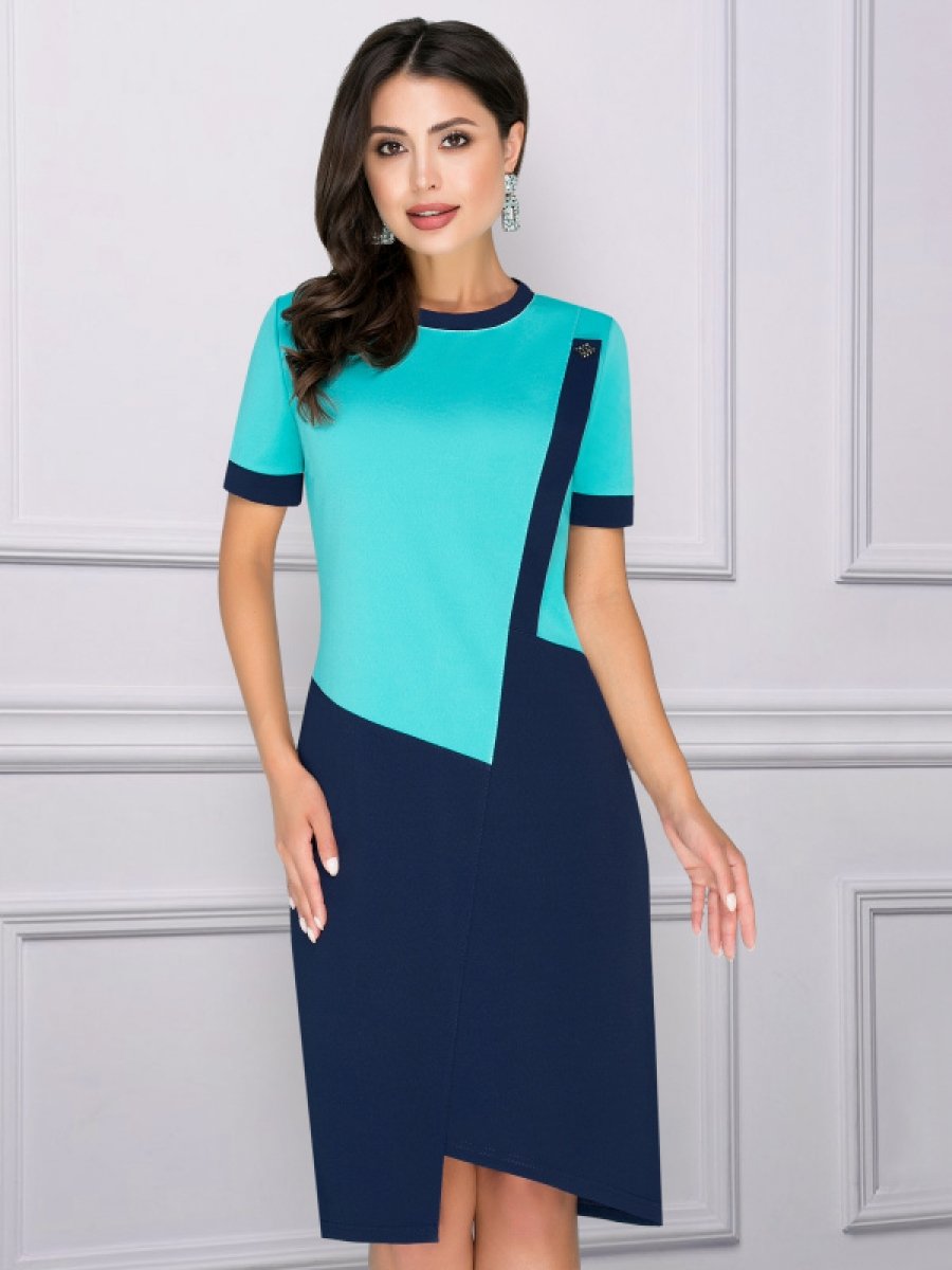 Комбинированное платье для полных женщин