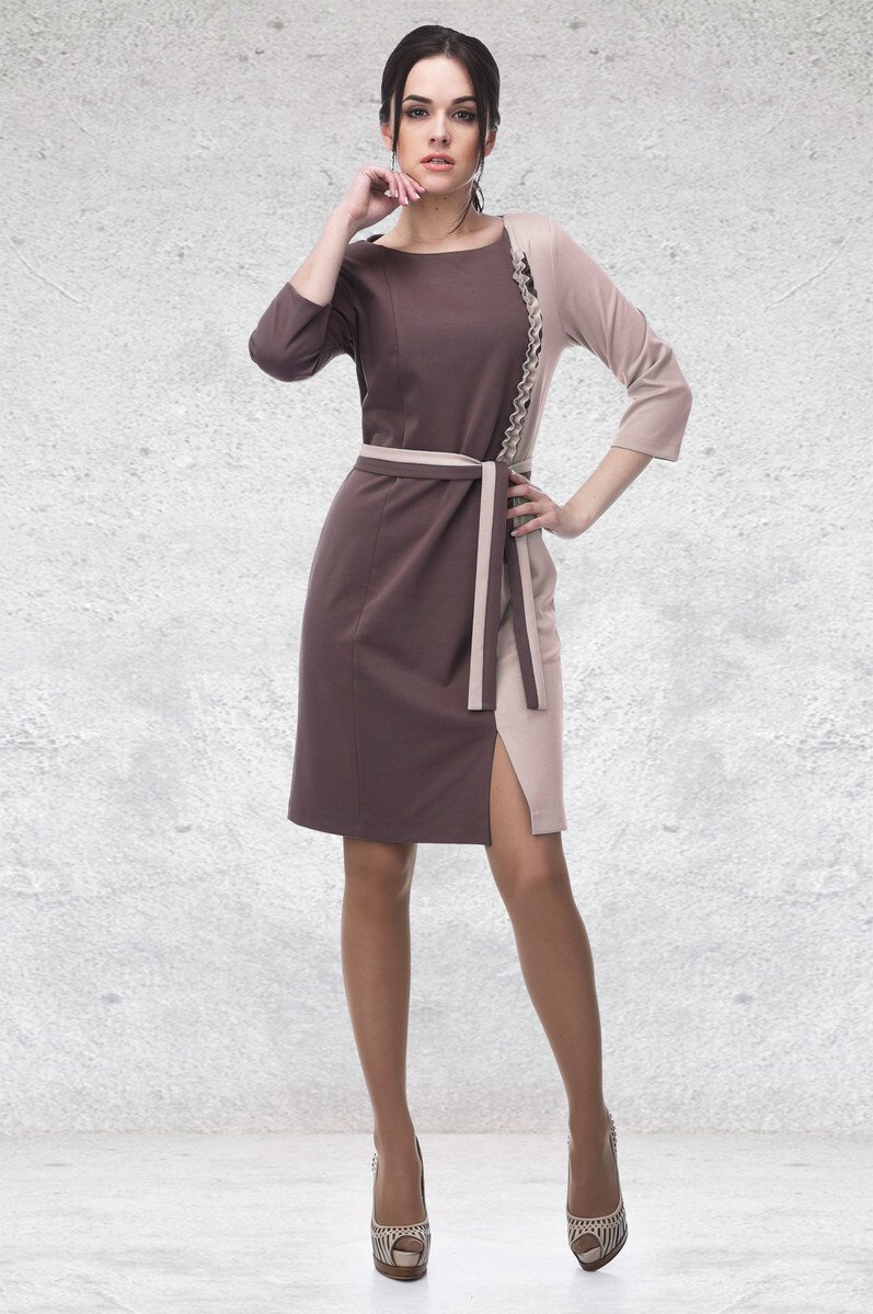 Платье комбинированное из 2 тканей