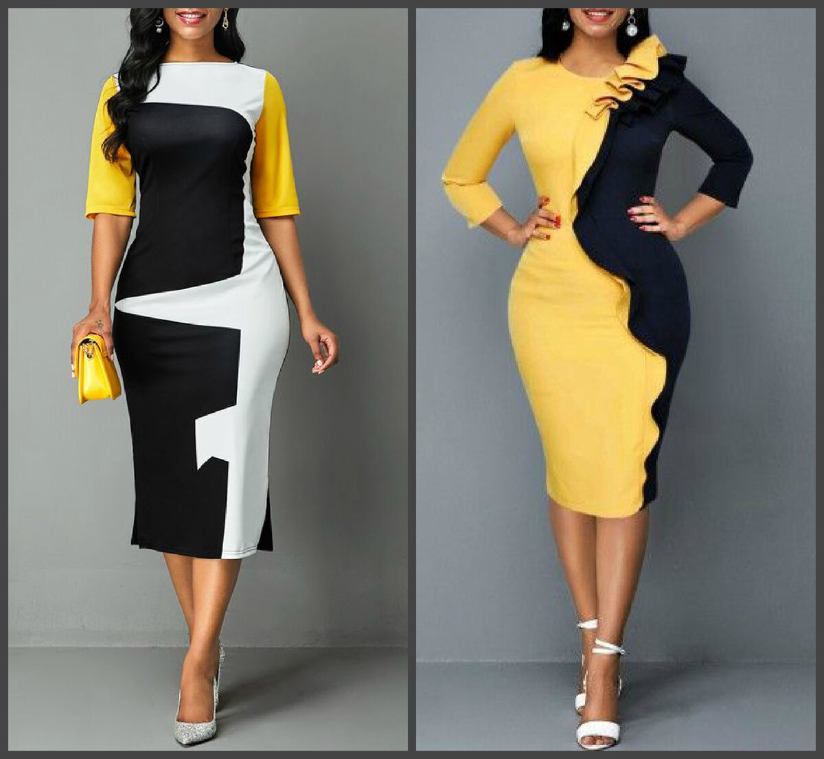 Комбинированные черные платья