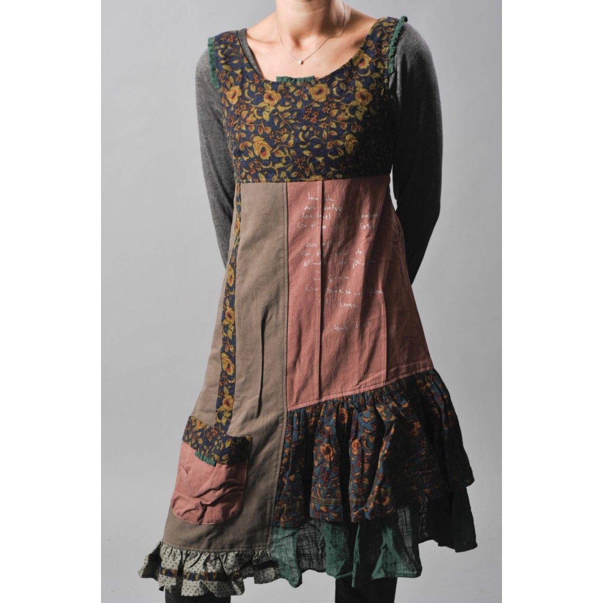 Платье с цветочным принтом комбинированное