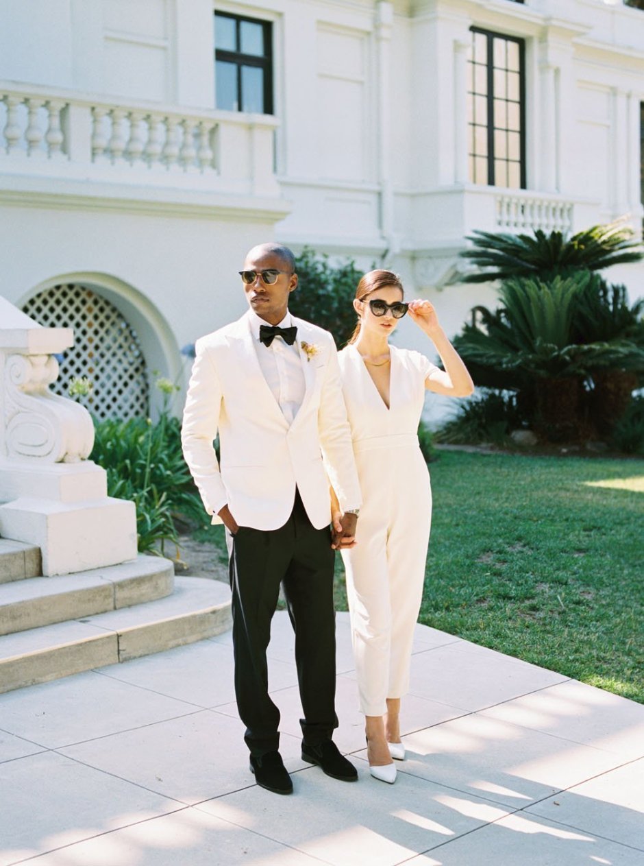 Свадебный брючный костюм для невесты пыльная роза