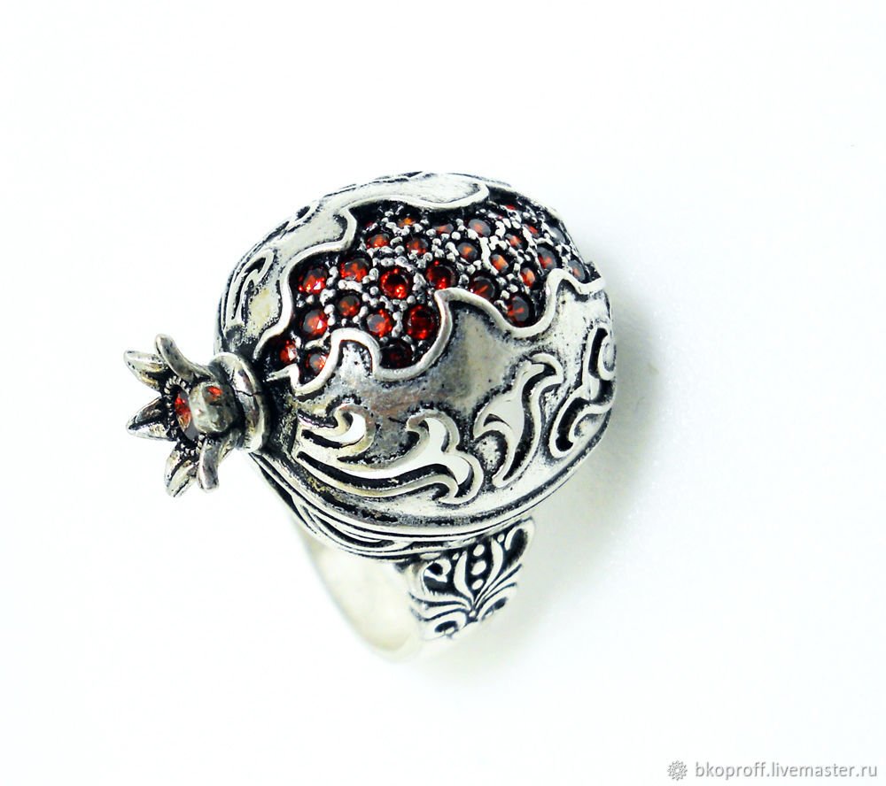 Кольцо и серьги "гранат 6174"