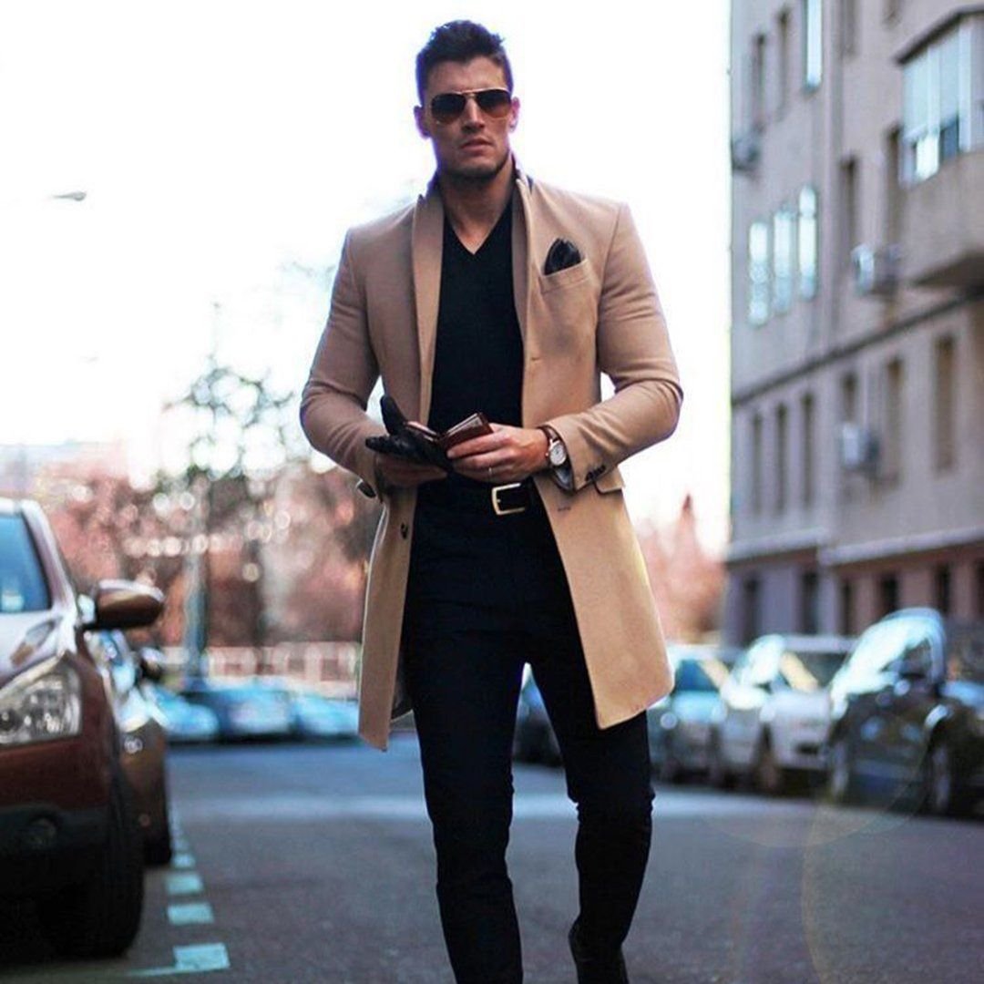 Коричневое пальто мужское