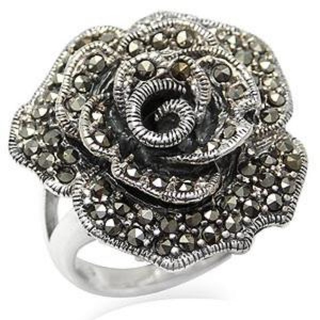 Кольцо роза с марказитами