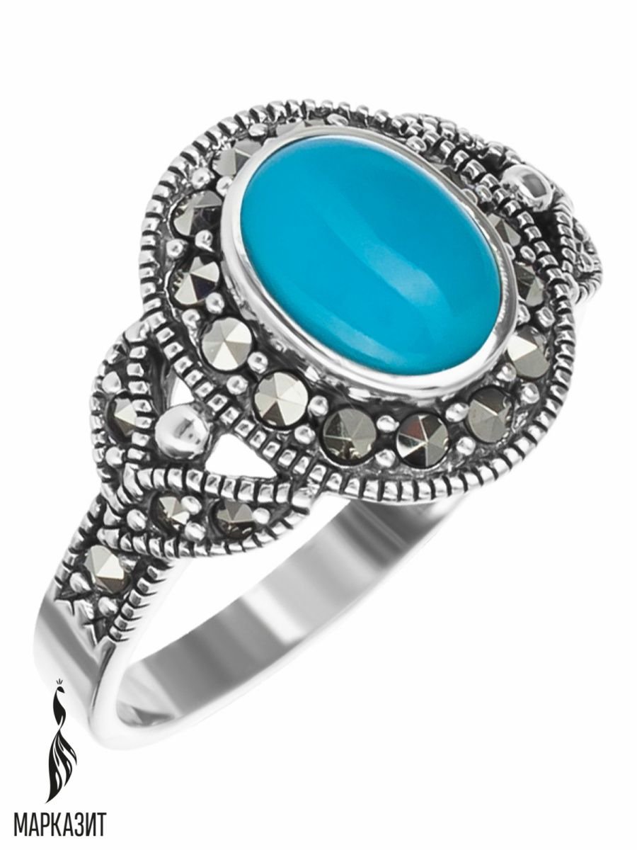 Кольцо диадема с марказитом в серебре