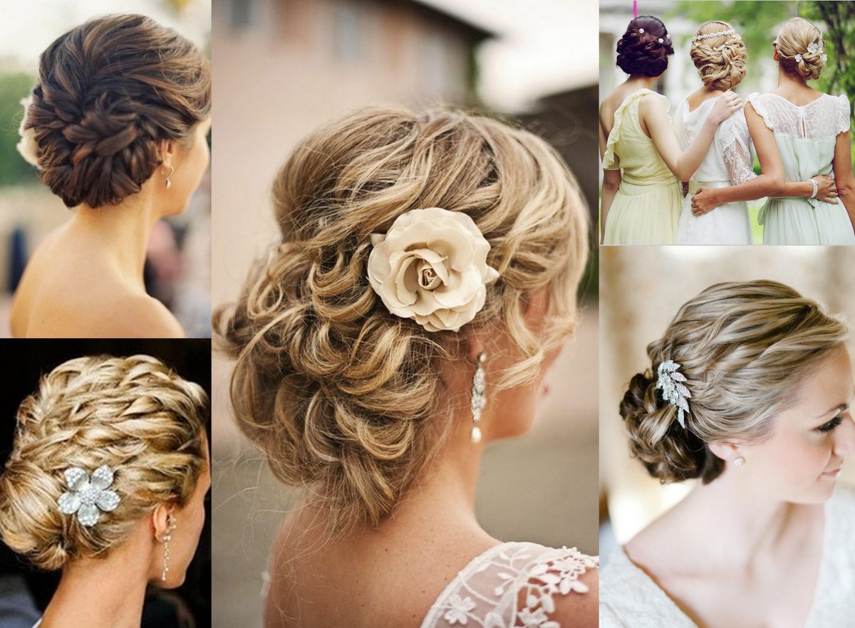 Прическа на средний волос на свадьбу