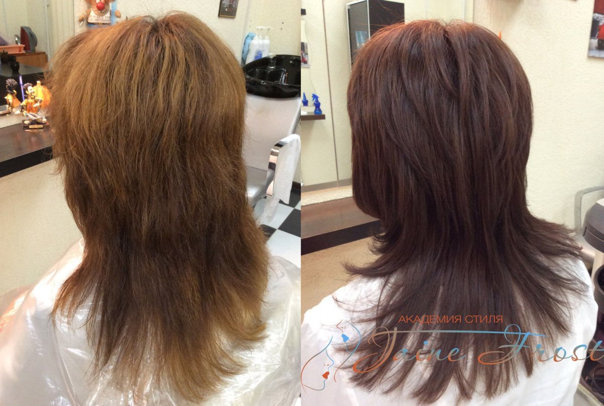 Стрижка Каскад до и после
