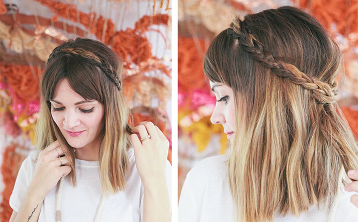 Прическа коса ободок