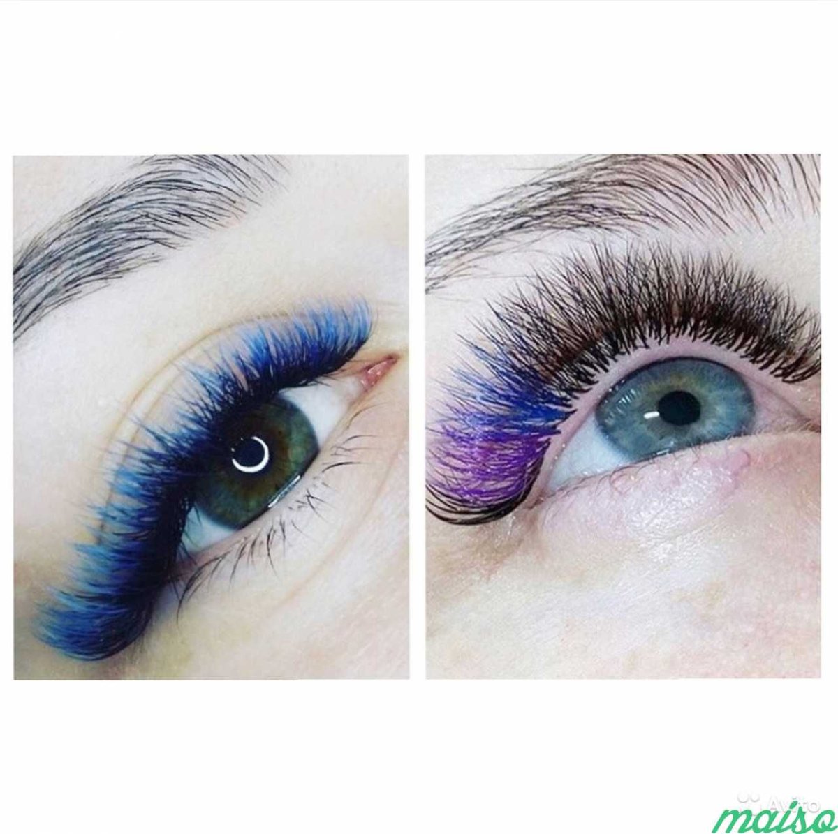 Синие ресницы нарощенные