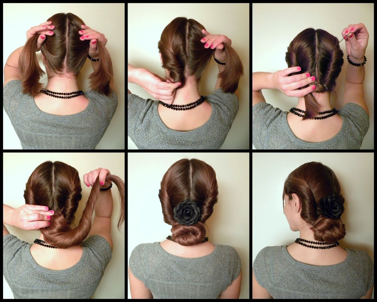 Прическа на каре с одной резинкой