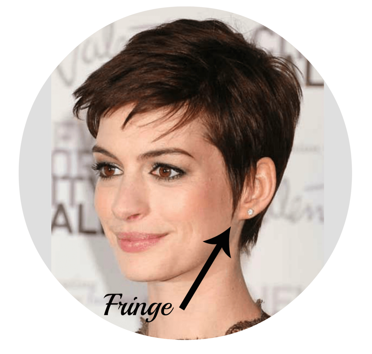 Энн Хэтэуэй с короткой стрижкой в профиль