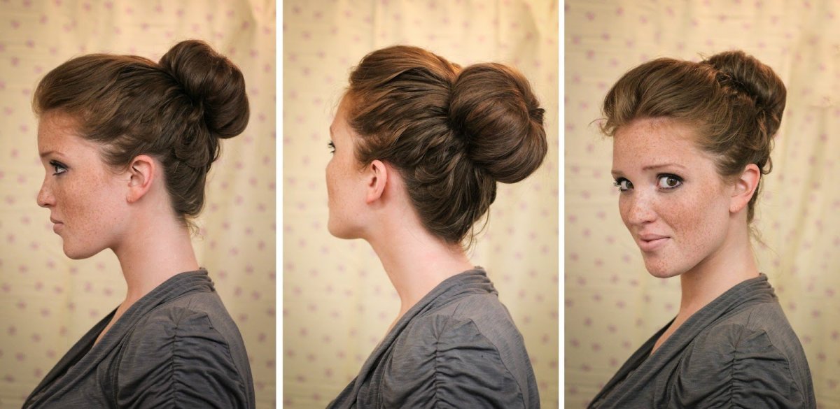 Прическа шишка на короткие волосы