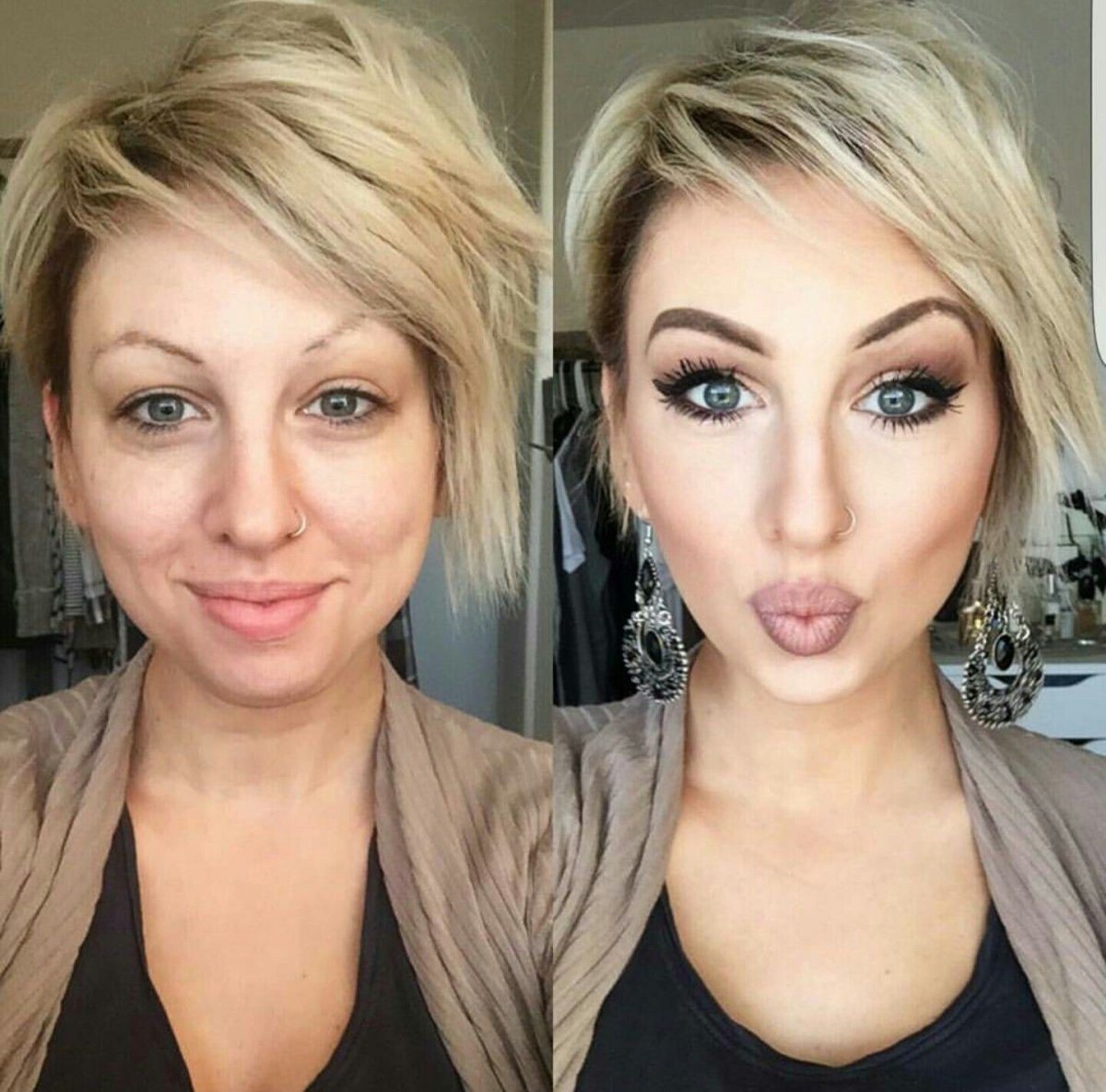 Макияж до и после