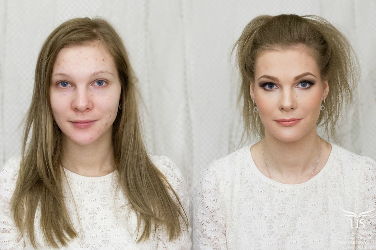 Макияж до и после