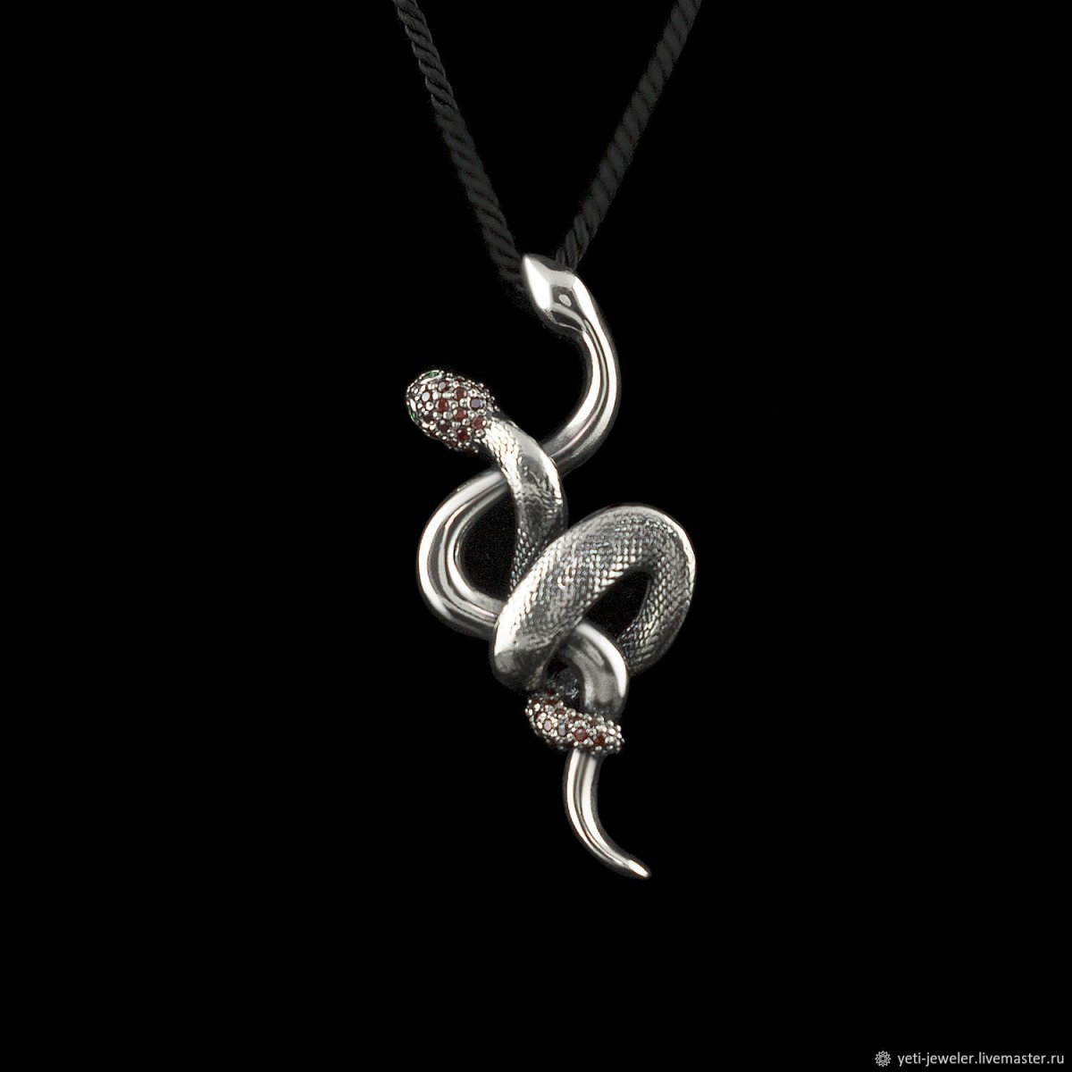 Кулон змея серебро