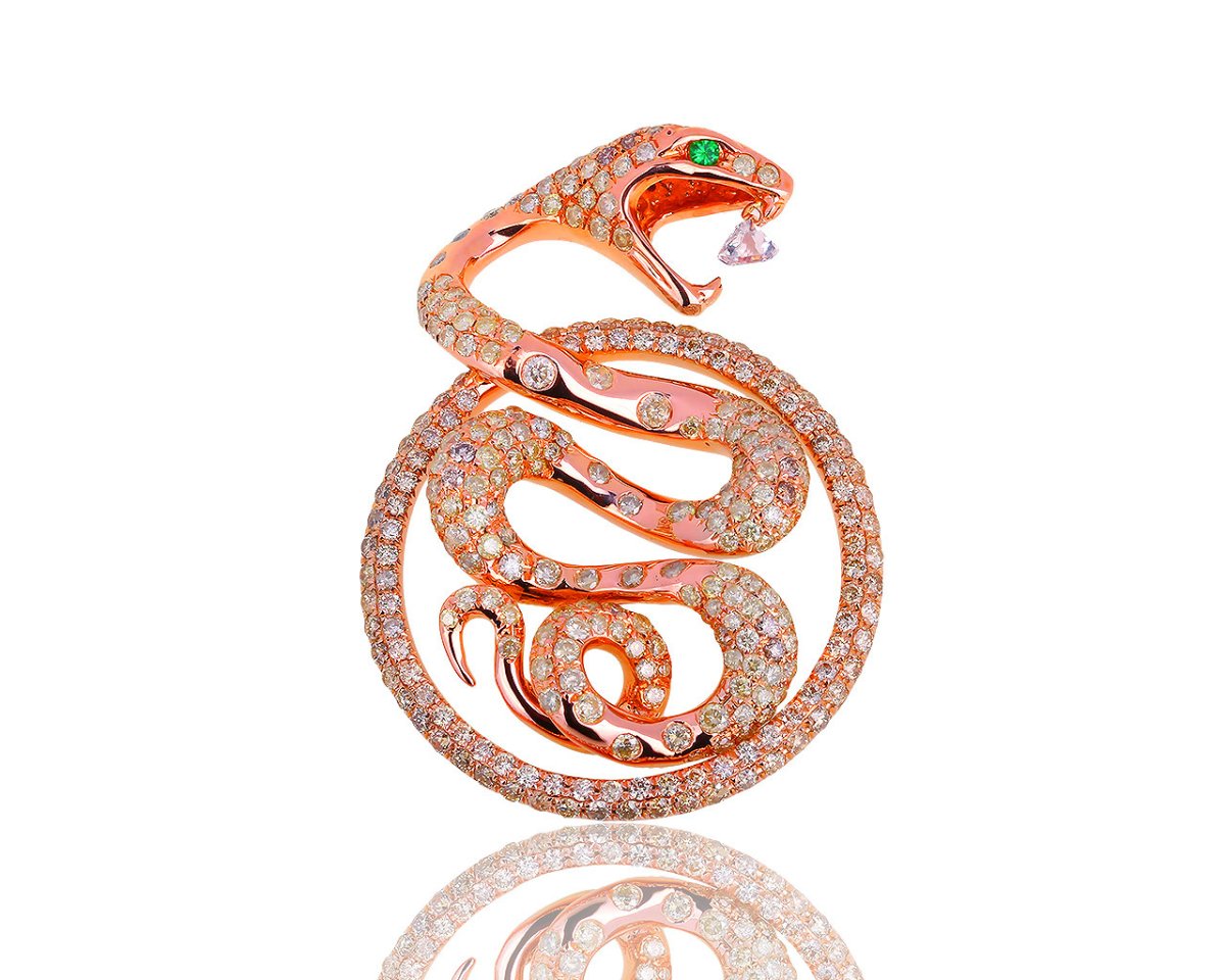 Кулон змея золото с бриллиантами