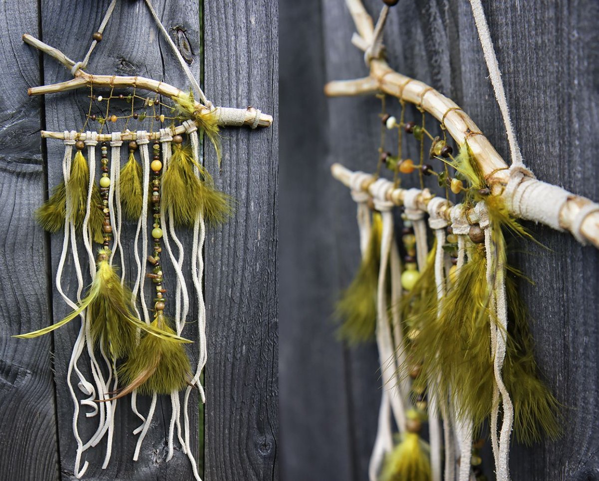 Макраме листья