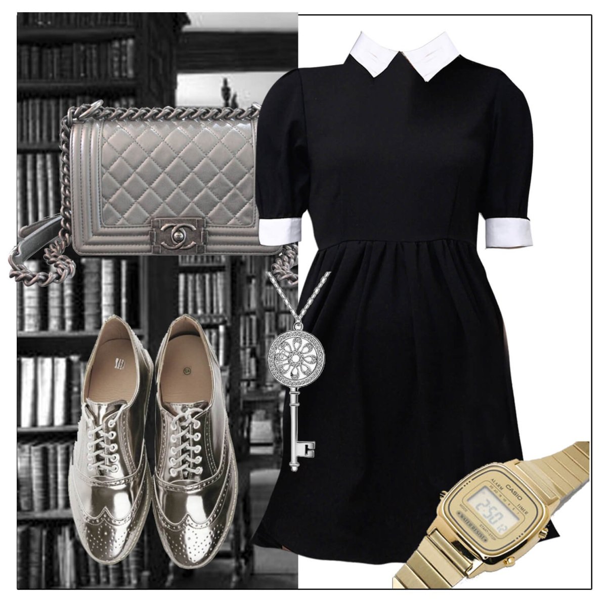 Черное платье сочетание аксессуары