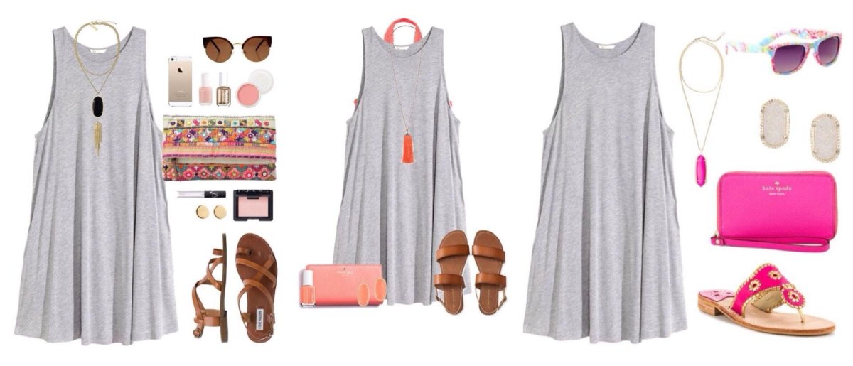 Серое платье-майка какие украшения подойдут