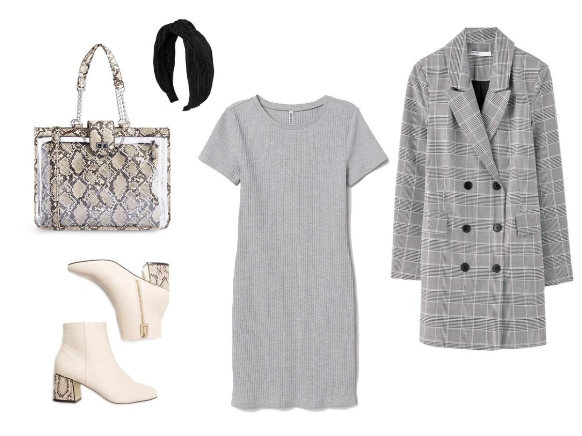 Бежевое платье в горошек образы