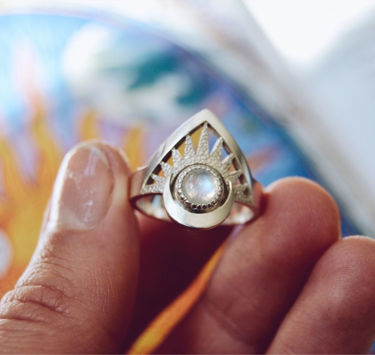 Кольцо солнце и Луна золото и серебро