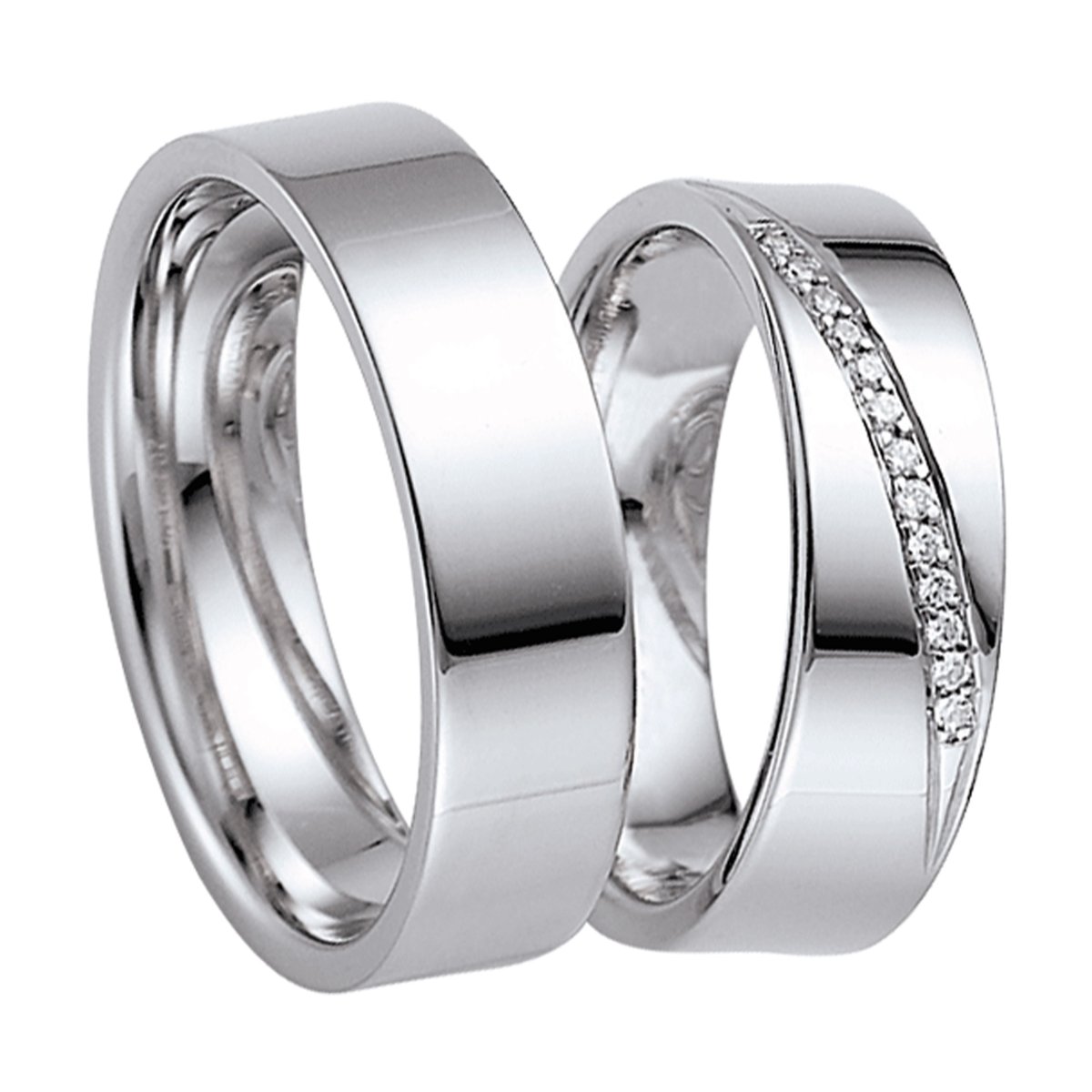 Свадебные кольца белое золото глянец