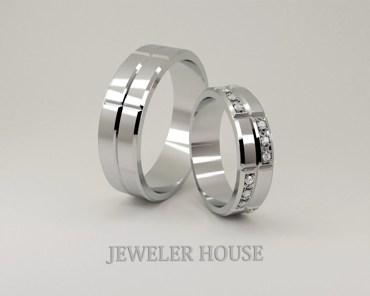 Кольца обручальные парные белое золото Адамас