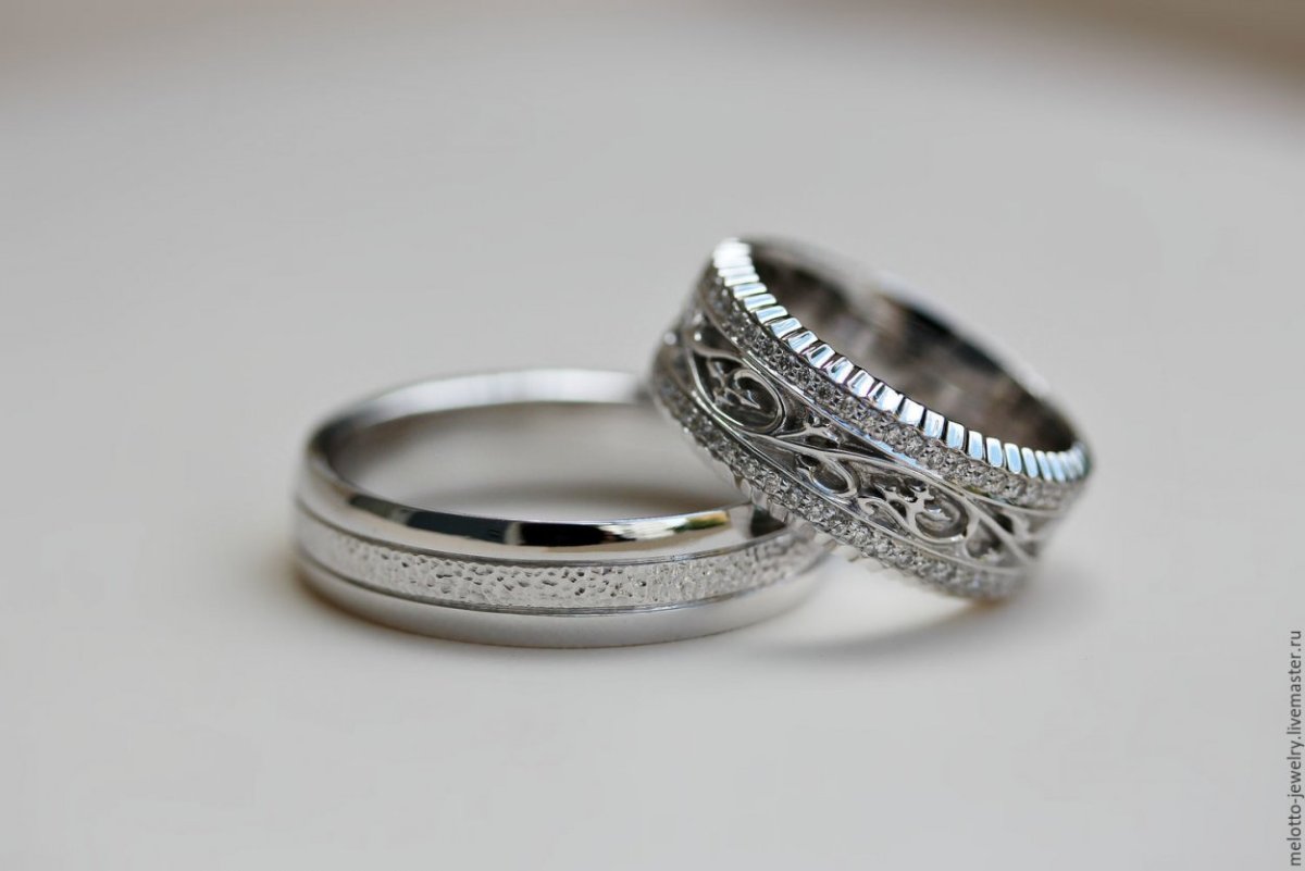 Красивые Свадебные кольца из белого золота