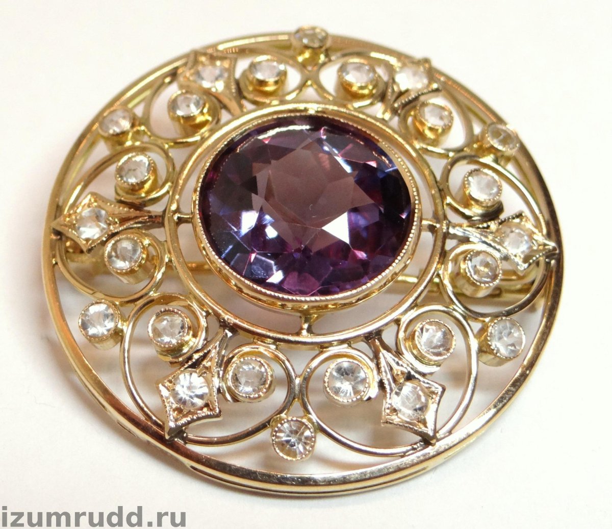 Брошь золото 583 яшма