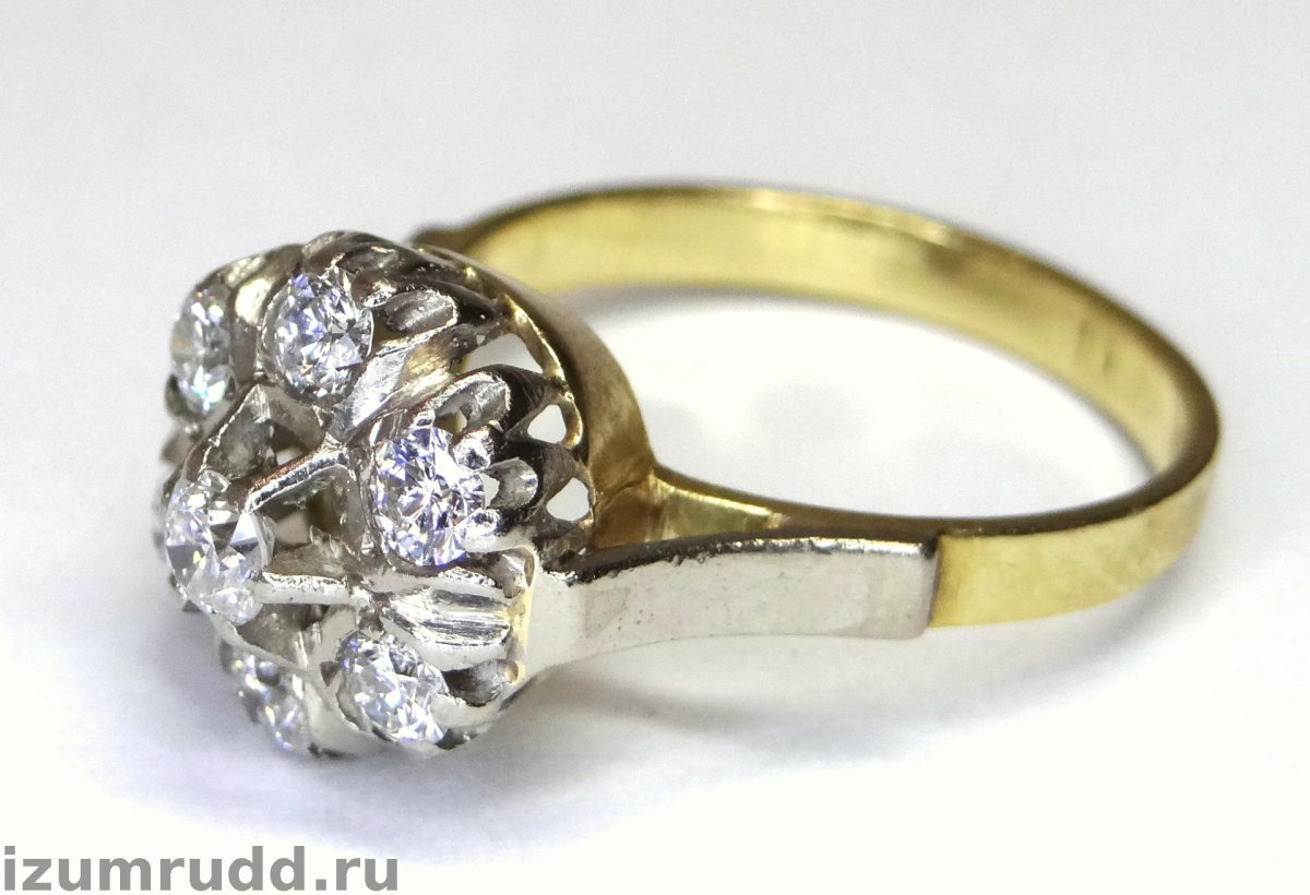 Кольцо 750 пробы МЮЗ С бриллиантами