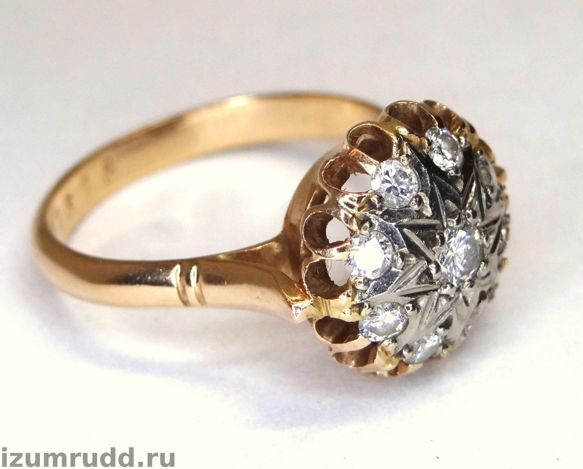 Кольцо золотой сапфир бриллианты 583