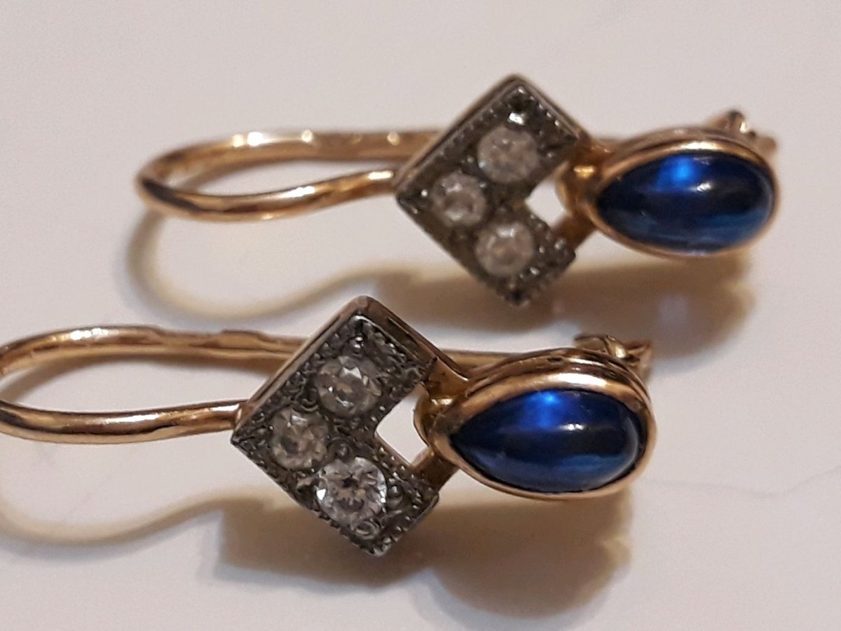 Серьги золотые 583 Корунд александрит