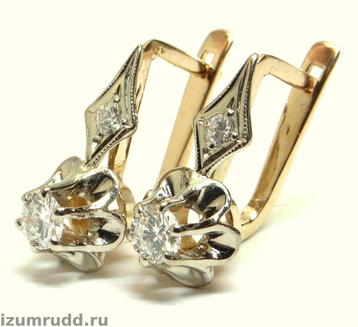 Серьги с бриллиантами ами 583 тюльпан классика