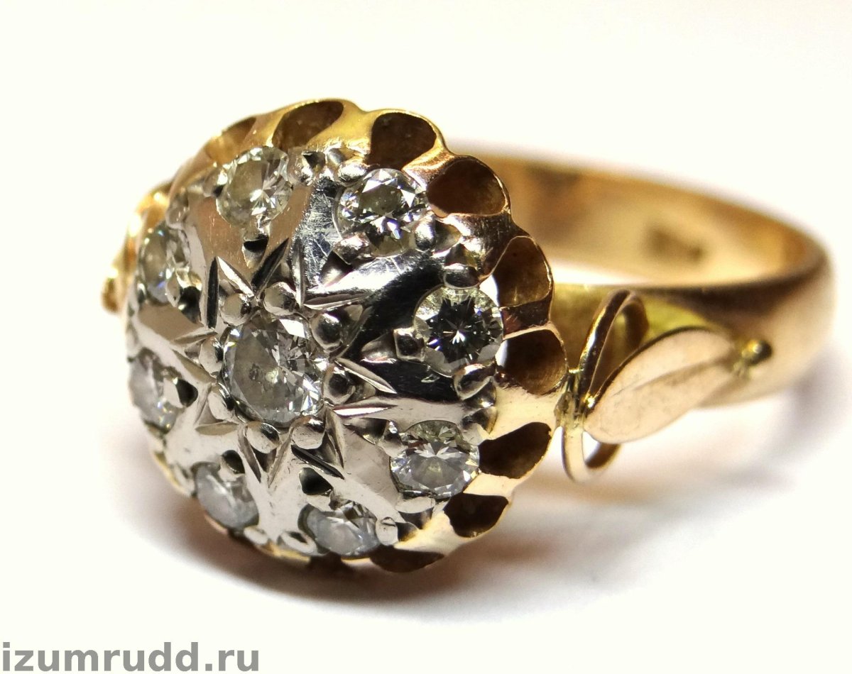 Золотое кольцо Малинка с бриллиантами 583