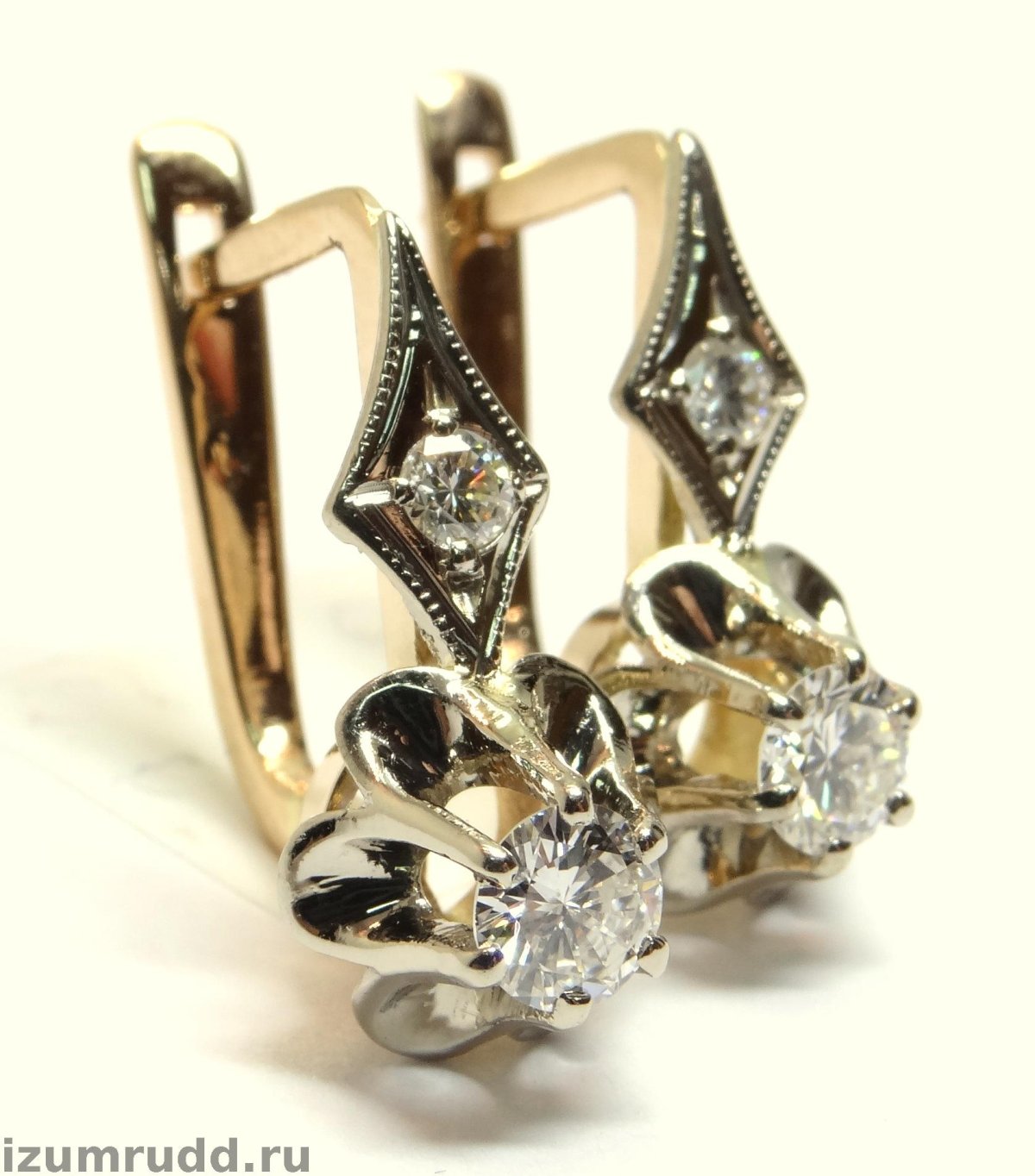 Серьги с бриллиантами ами 583 тюльпан классика