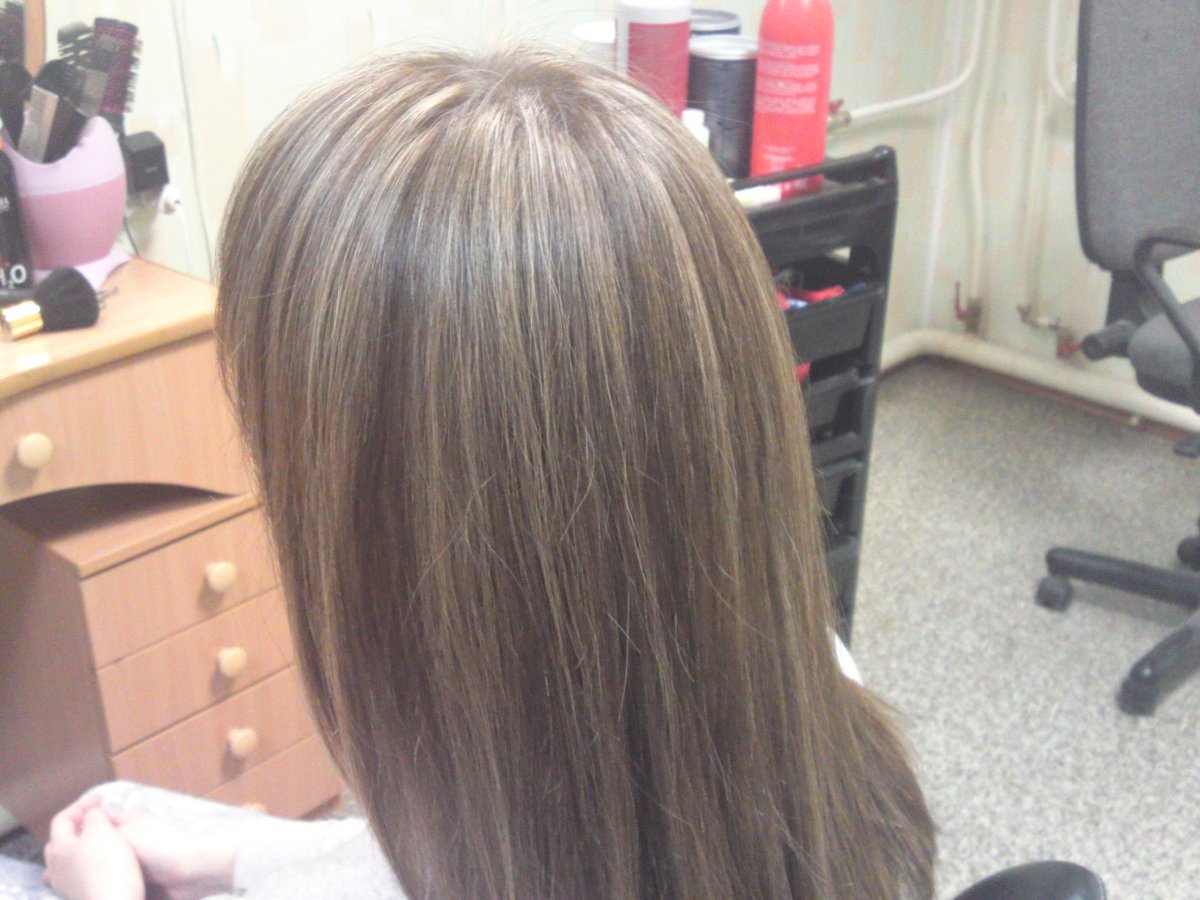 Мелирование с тонированием на темные волосы