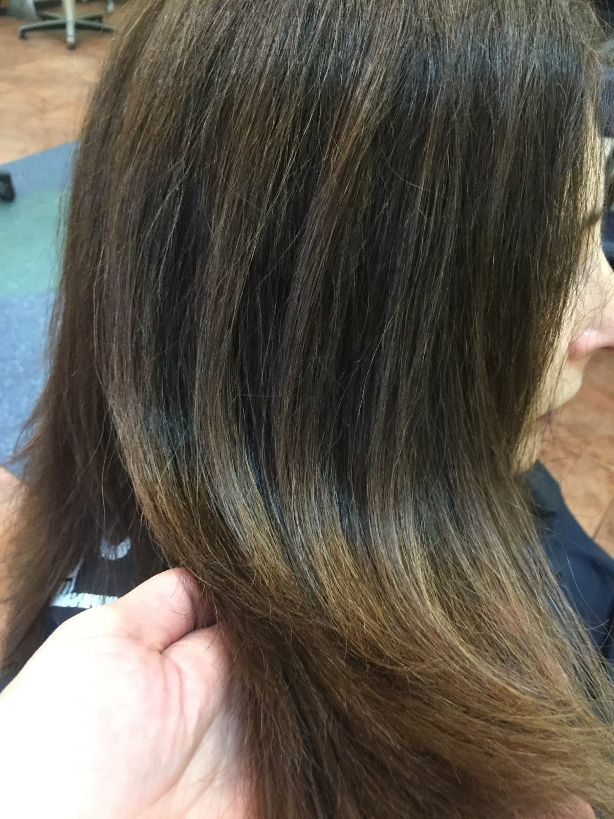 Мелкое мелирование на темные волосы с тонированием