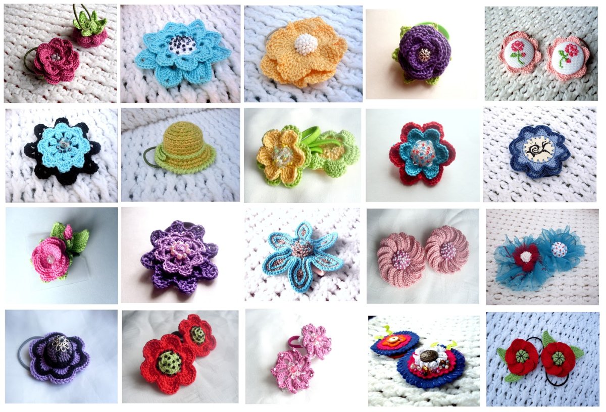 Резиночки с вязаными сердечками