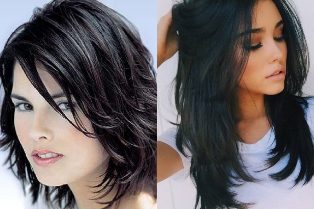 Каскад на длинные черные волосы